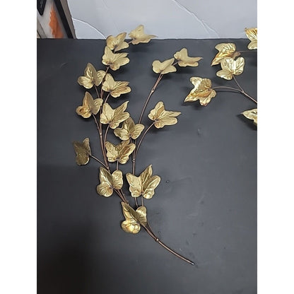 Vtg. Mid Century Copper Goldtone Leaf wall Art Brutalist Pr 18" Metal Lightweigh