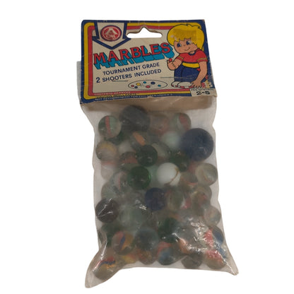 Vintage Arkin A OK Tournament Grade Glass Marbles Sealed Mesh Bag Pack #ABBY