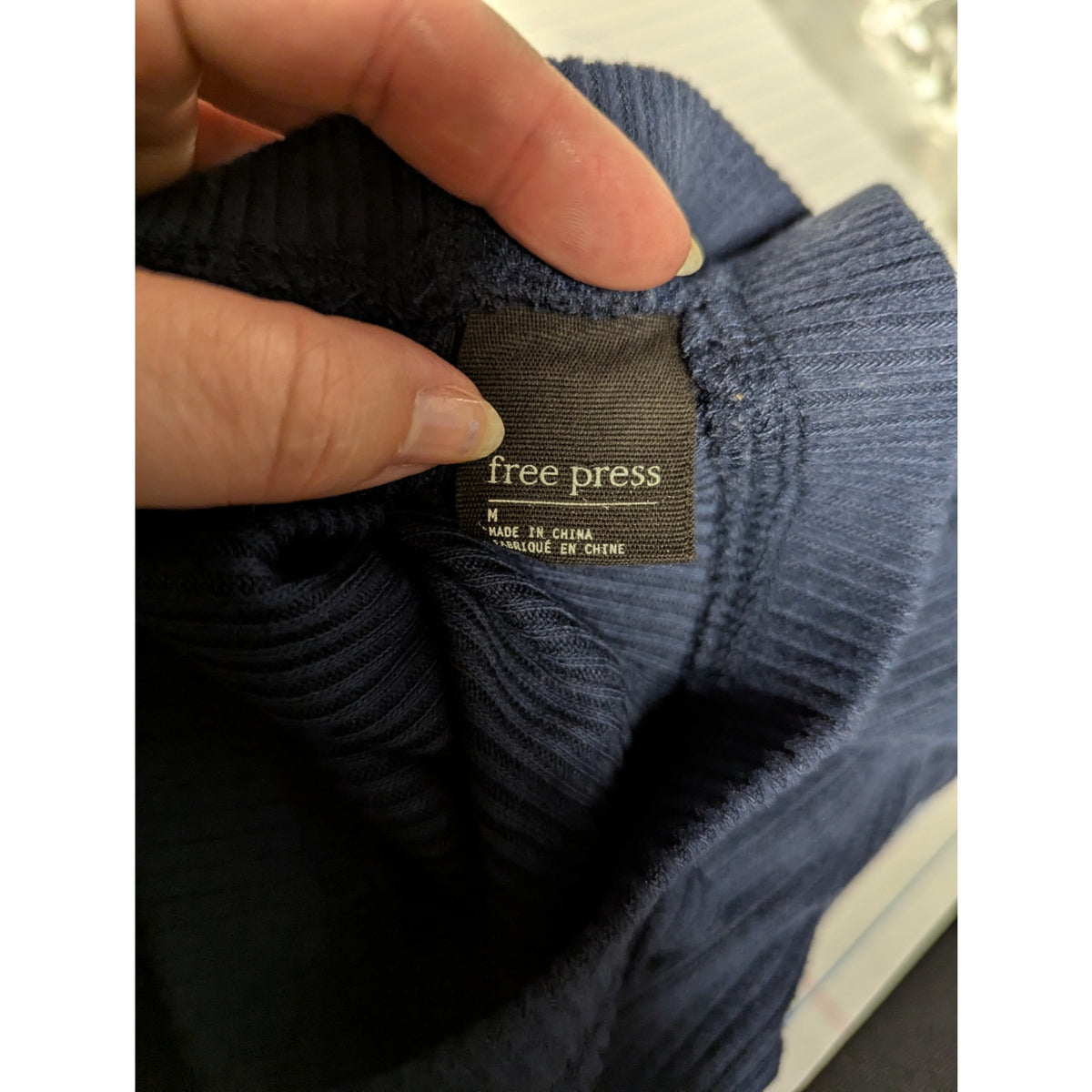 FREE PRESS Size Medium Ribbed Leggings Blue Pajama Bottoms Joggers