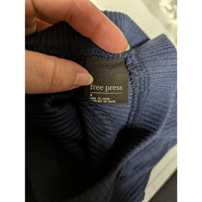 FREE PRESS Size Medium Ribbed Leggings Blue Pajama Bottoms Joggers