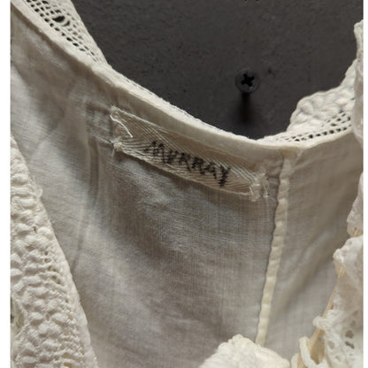 Edwardian antique White cotton lace cotton sleeveless dressing gown undergarment