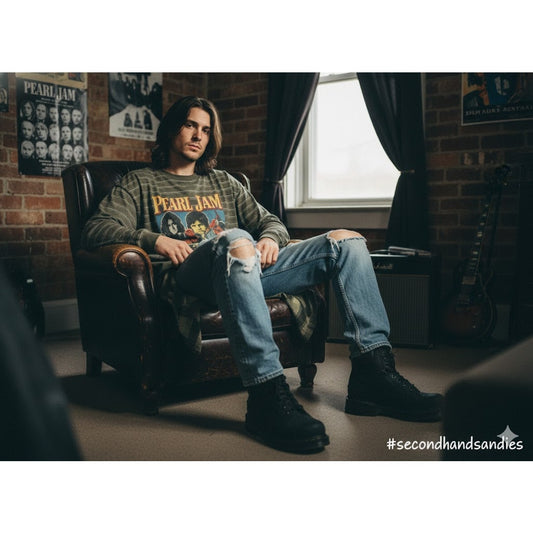 Dr. Martens Soren Biker Boots Black Leather AirWair Mens 13 Gorpcore Moto Grunge