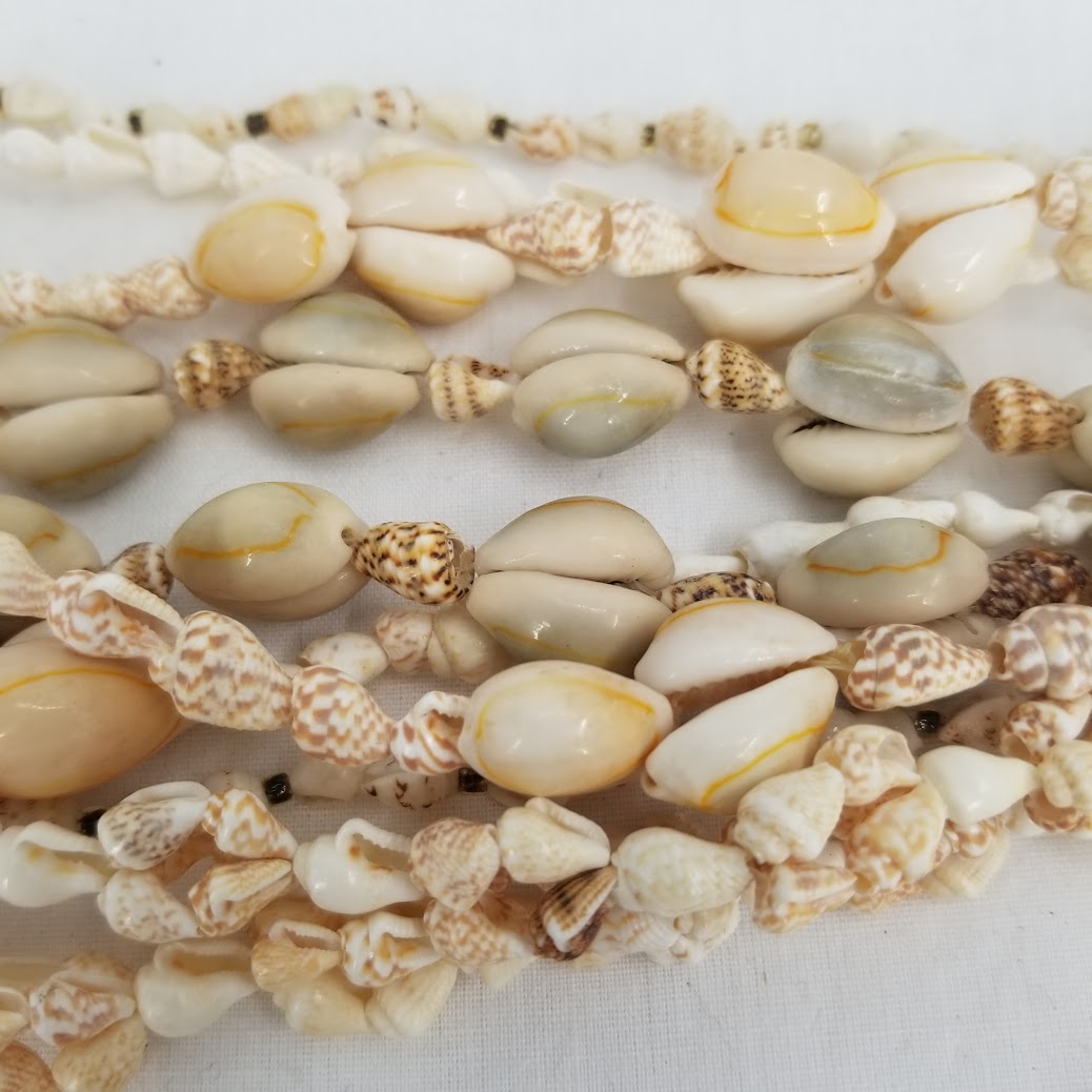 vINTAGE cowrie shell necklaces Lot of 5 Beach shells various lengths