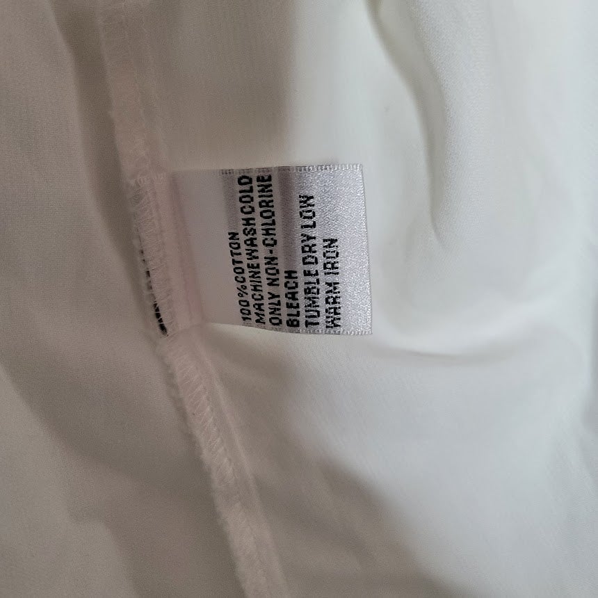 Talbots Large Buttons 16 White Ribbed Blouse Long Sleeve Cotton Blouse Top