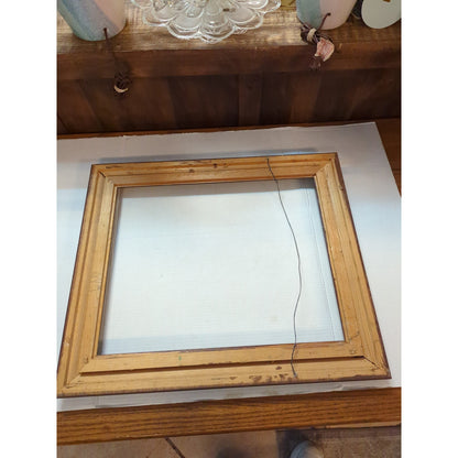 Vintage mahogany wood frame 16x20 linentex liner wall art mid-century Mexico