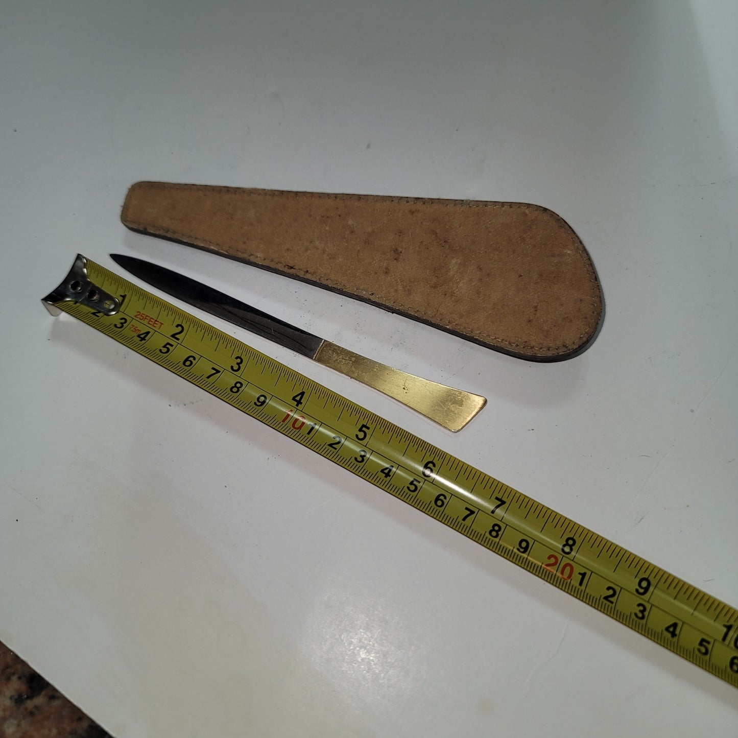 Vintage Brass Letter opener with leather case desk office work