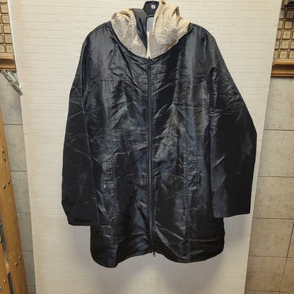 UBU womens Black Champagne Reversible Lightweight Jacket Hooded Packable Size XL