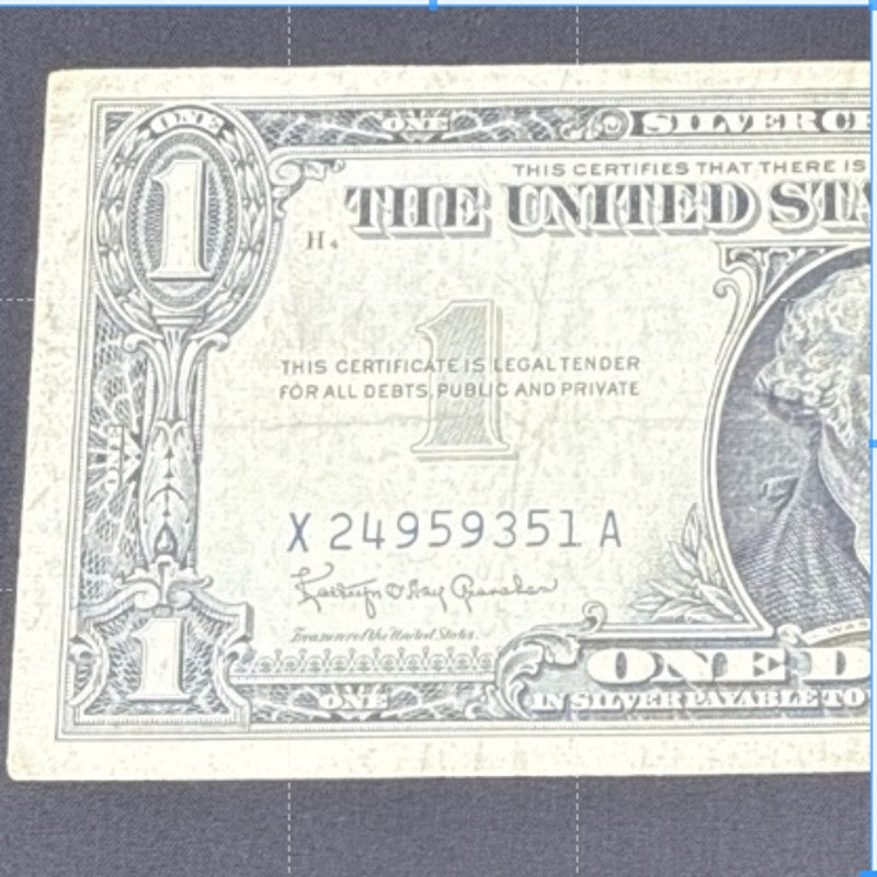 Paper Currency Bank Note Money $1 Series 1957 B silver certificate blue seal