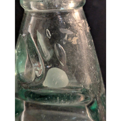 Antique Codd Neck Glass Soda Bottle Aqua Embossed Star Marble Stopper