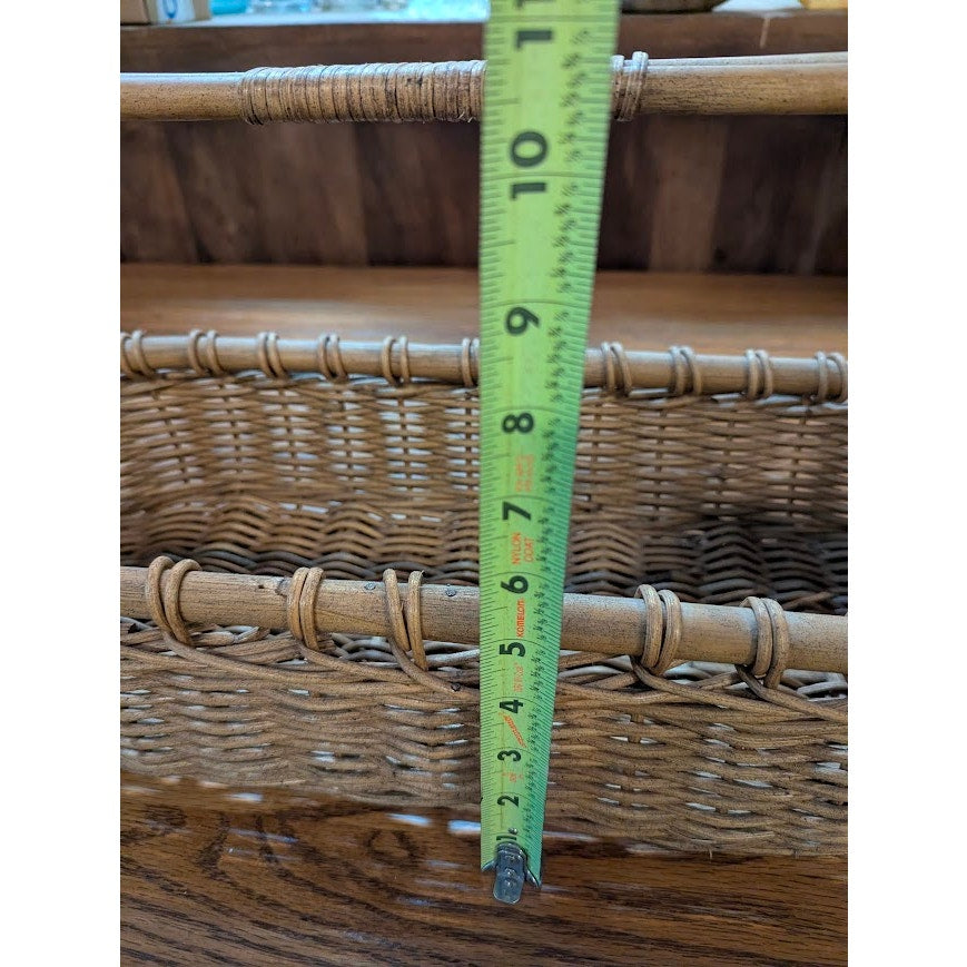 Vintage 21" French Style willow Gathering Basket Rattan Picnic Market Handl Trug