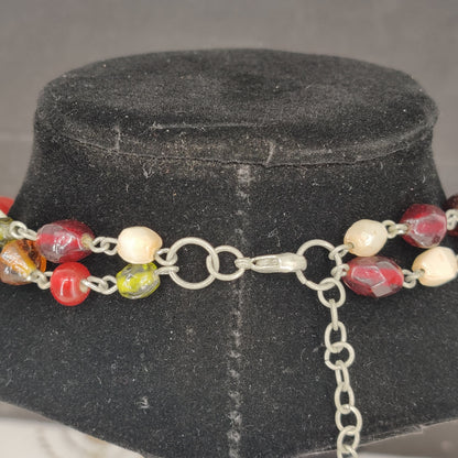 Vintage Fashion Necklace  Multi-Strand Earth Tone Beaded Layering