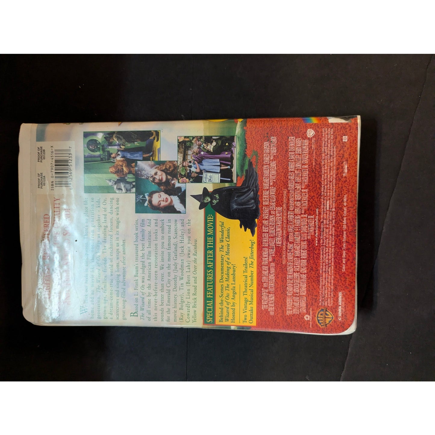 Vintage The Wizard of Oz Warner Home Video Clamshell VHS Tape Classic Movie
