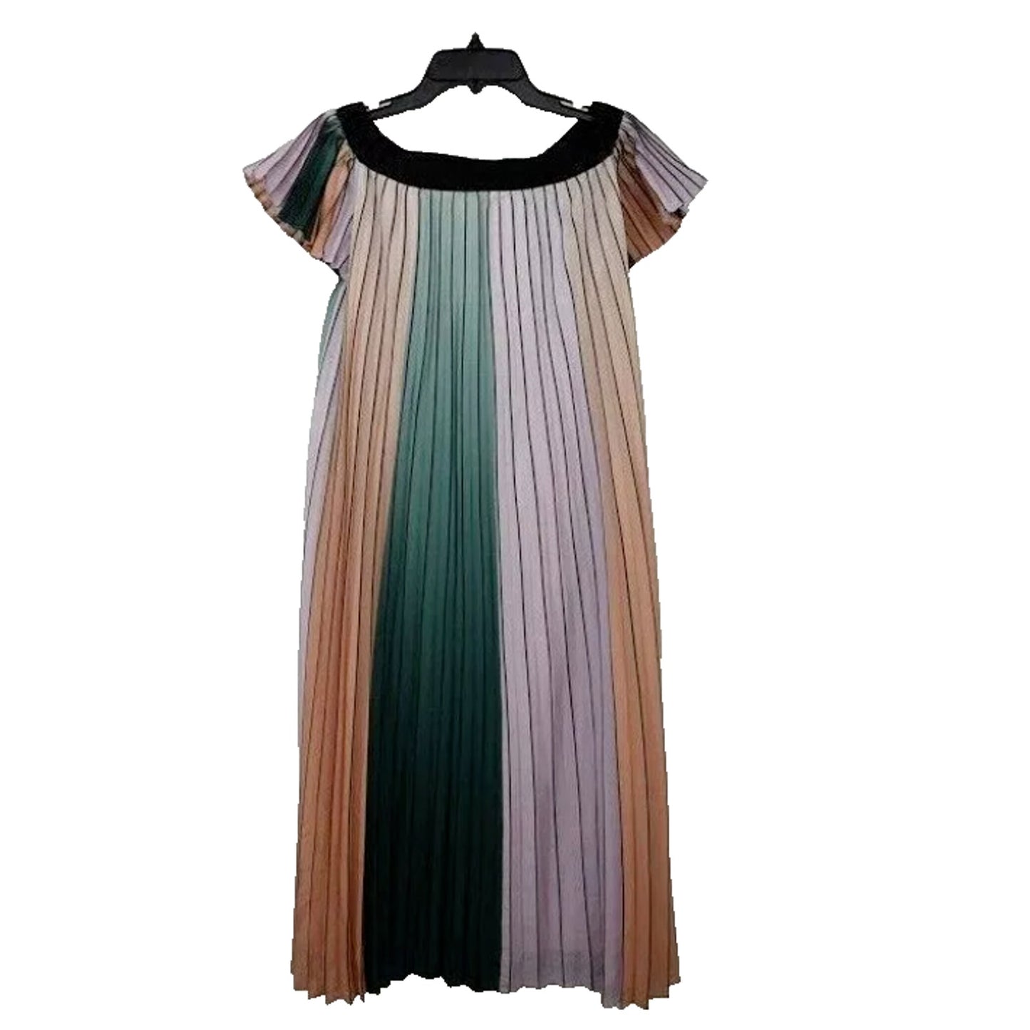 Ted Baker Off Shoulders Belt Fernee Colorblock Pleated Dress Size 1 UK 8 US NEW