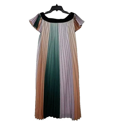 Ted Baker Off Shoulders Belt Fernee Colorblock Pleated Dress Size 1 UK 8 US NEW