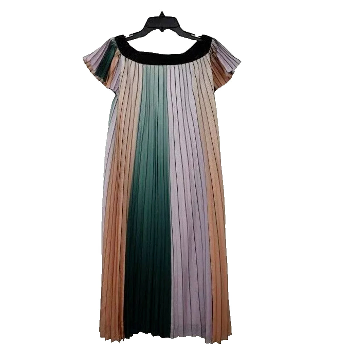 Ted Baker Off Shoulders Belt Fernee Colorblock Pleated Dress Size 1 UK 8 US NEW