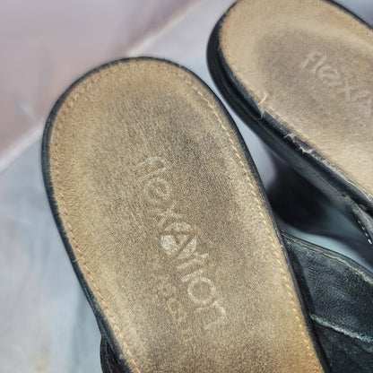 Aerosoles Flexation black clog Womens Shoes Size 10 buckle detail