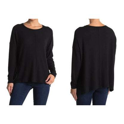 H by bordeaux Women's Pullover Rib Knit Sweater Top Large Black NWT OVERSIZED