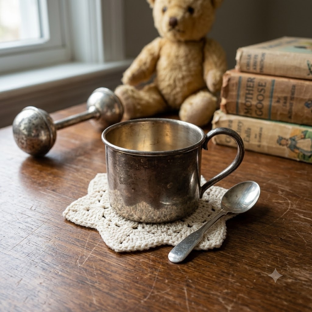 Vintage Oneida Silversmiths Silver Plated Child's Cup Baby Mug