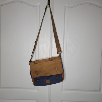 Vaschy Leather Canvas Messenger Laptop Bag Vintage Style Professional Satchel