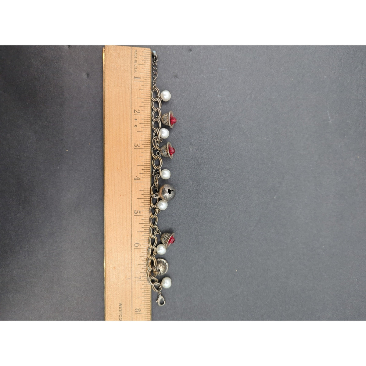 Jingle Celestial Alt-Vintage Mixed Bead & Silver Bell Charm Bracelet Whimsigoth