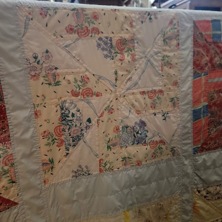 Vintage Handmade Quilt Queen 73" X 96" Bedspread Blanket Farmhouse Cabin