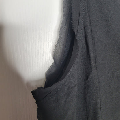 halogen size 2X black Sleeveless blouse raw hem edge v-neck Casual career