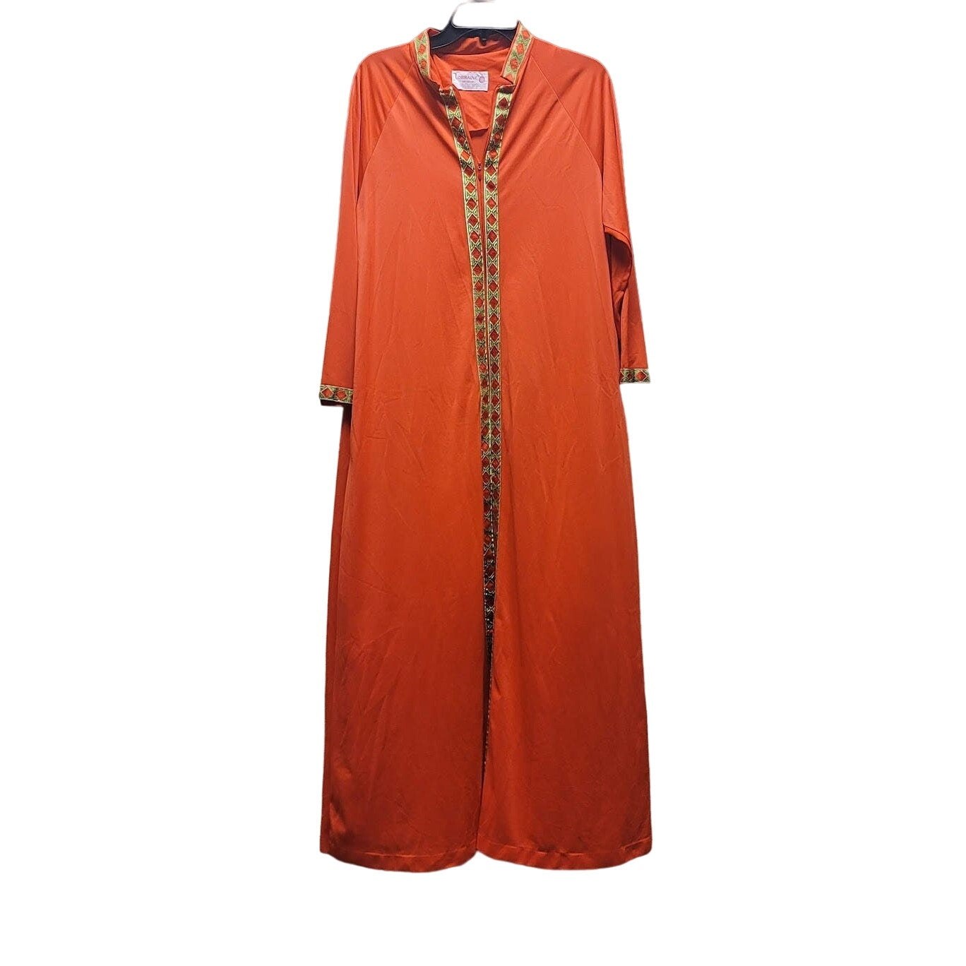 Lorraine Medium Vintage Gold Orange Robe House Coat Long Sleeve Maxi KAFTAN