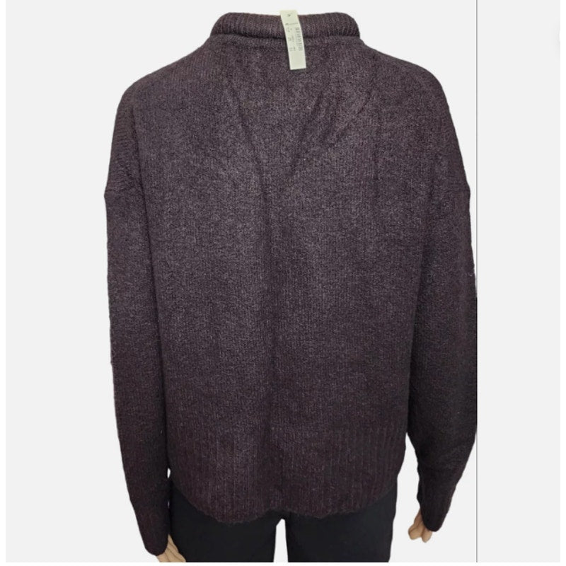 Madewell Fulton Pullover Rolled Neck Heather Raisin Alpaca #MA754  Sweater Small