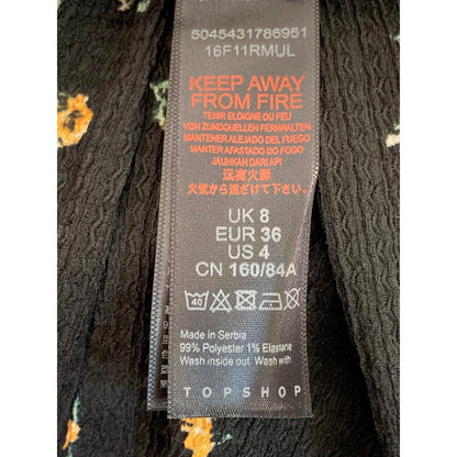 Topshop Boho Preppy Slim Fit Flare Leg Pants Sz 4 US in Black Ditzy Floral NWT
