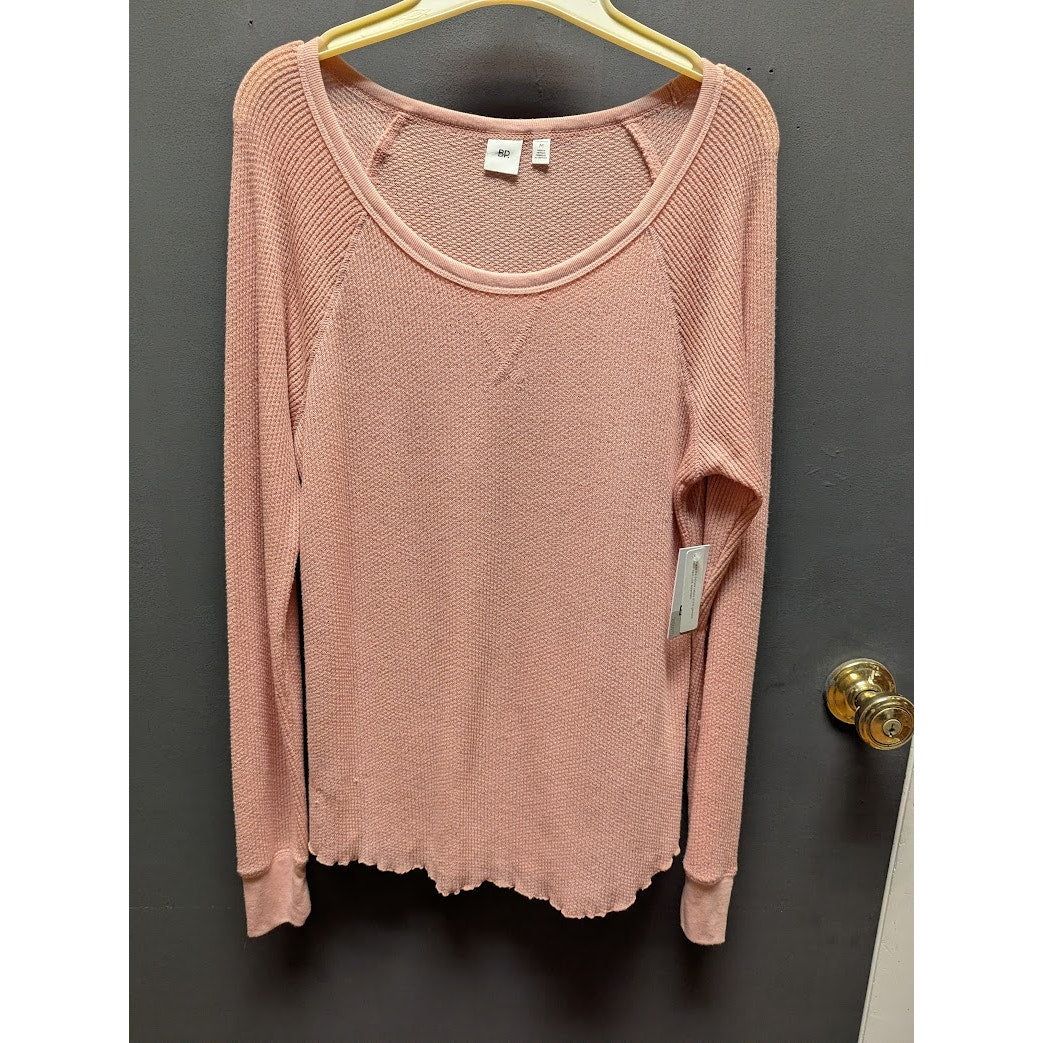 BP. New scoop neck long sleeve Pink thermal top shirt Tshirt waffleknit Medium