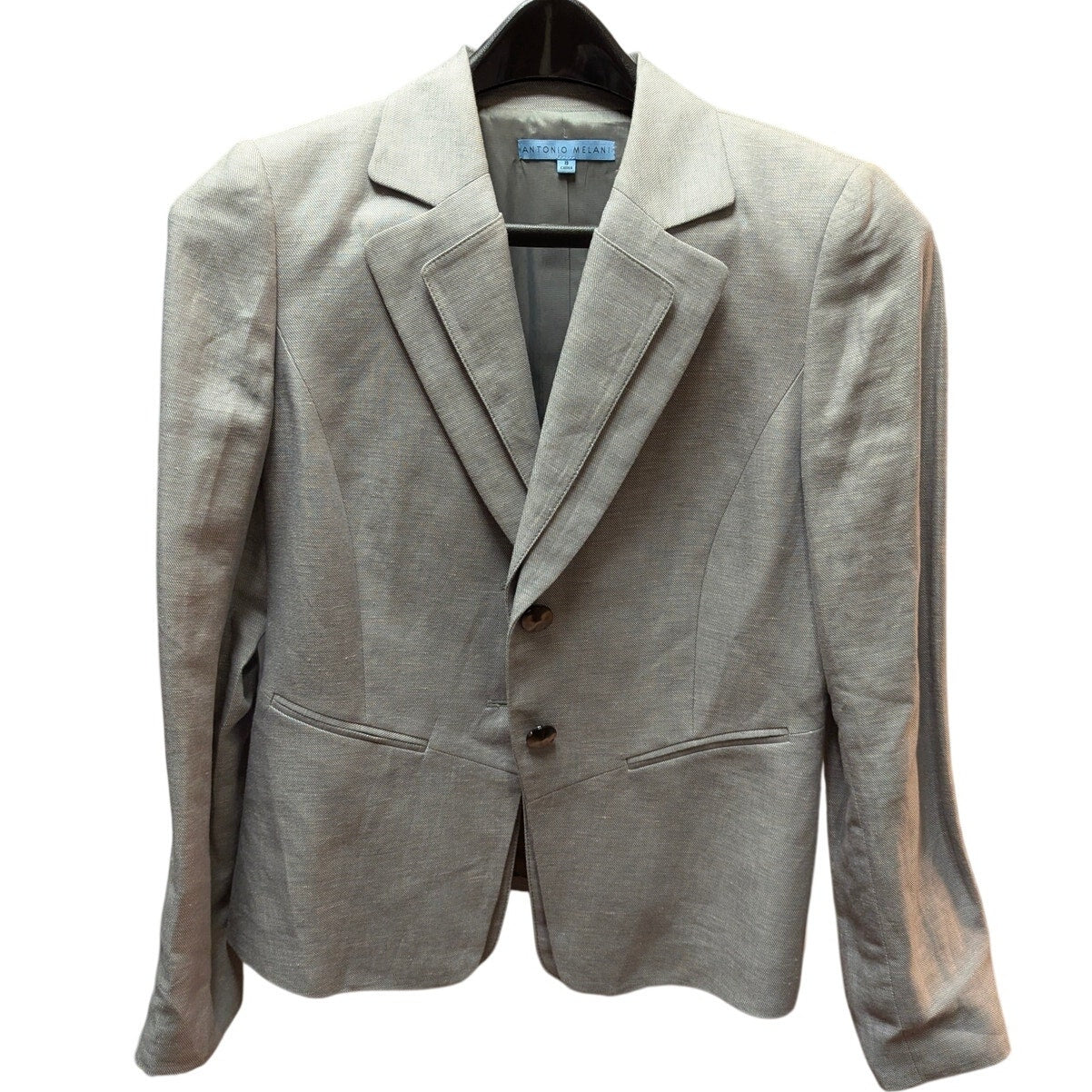 Antonio Melani Gray Linen Cotton Blazer Structured Smart Casual 6 Double Lapel