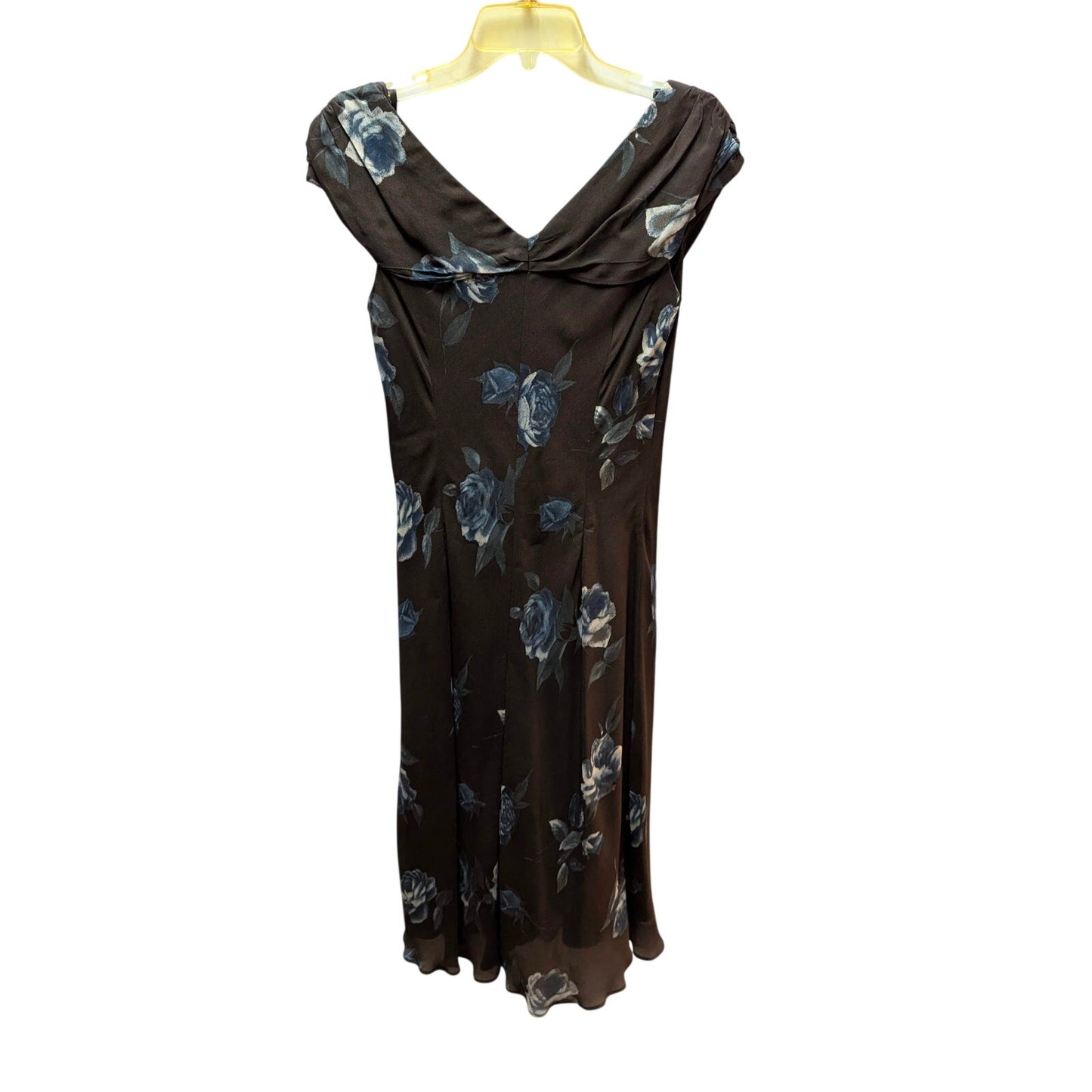 David Warren Floral Off-The-Shoulder Sheath Dress Womens 10P Brown Blue Midi