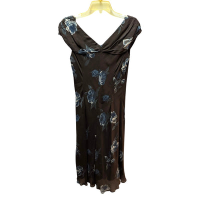 David Warren Floral Off-The-Shoulder Sheath Dress Womens 10P Brown Blue Midi