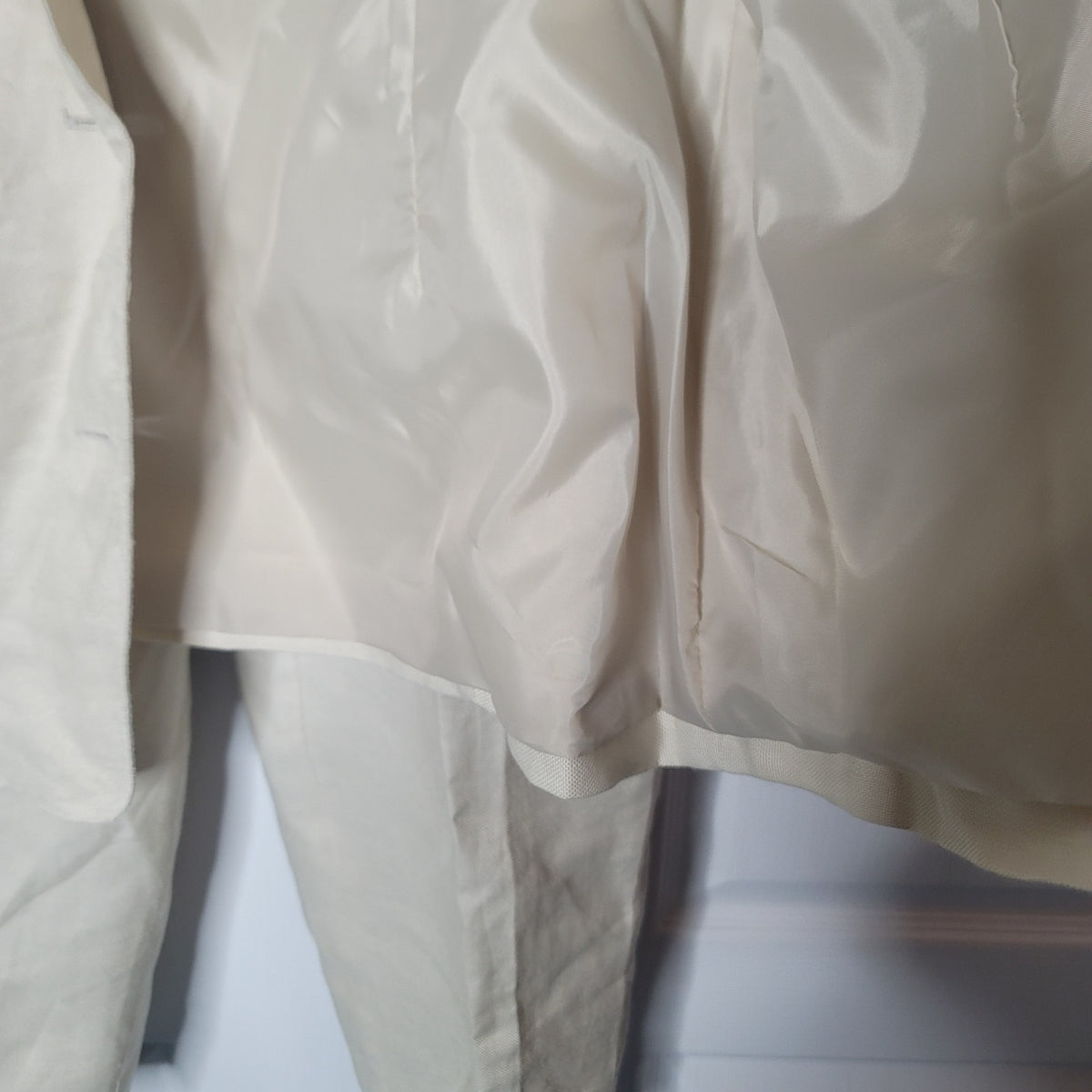 Premiere Designer 2 Pc. vintage Pant Jacket Suit Vintage LINEN Size 10 Cream