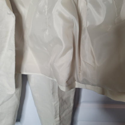 Premiere Designer 2 Pc. vintage Pant Jacket Suit Vintage LINEN Size 10 Cream