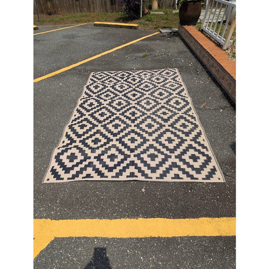Secondhand Sandies: Aztec Black White Foldable Outdoor Patio Camping  Rug
