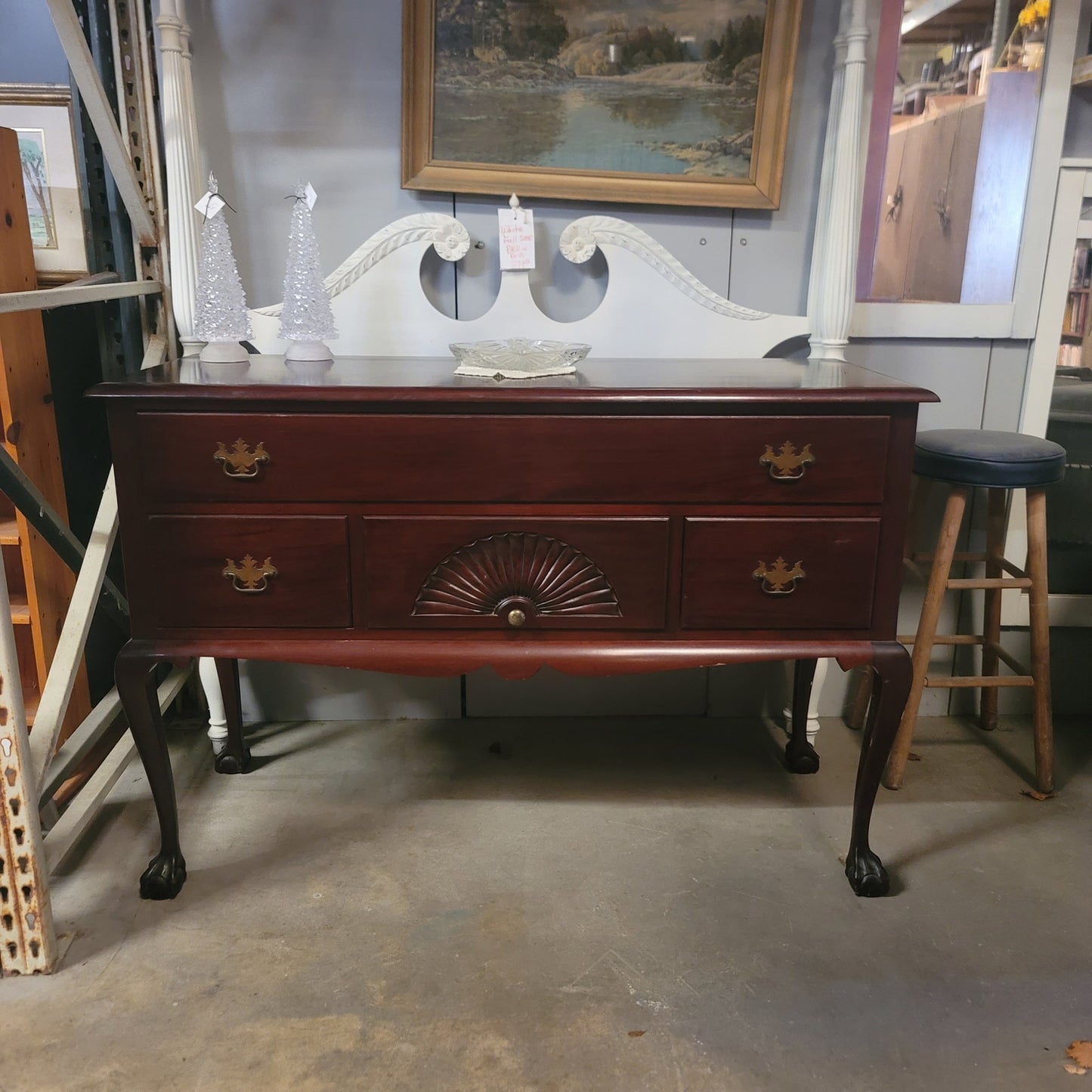 Secondhand Sandies: Federal Style Mahogany buffet Sideboard Petite Wood Queen Anne Legs