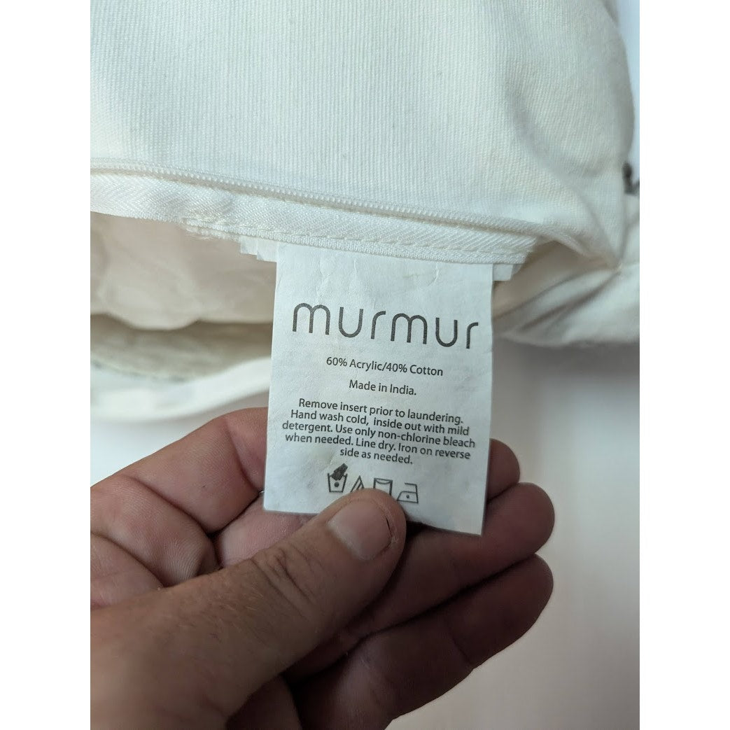 Murmur  Embroidered Throw Hand woven New $126.00 Linen Pillow 15"x15" w/ Insert