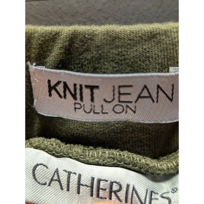 Catherines Knit Jean Pull On Olive Green Pants Size 3X Plus NEW Casual Summer