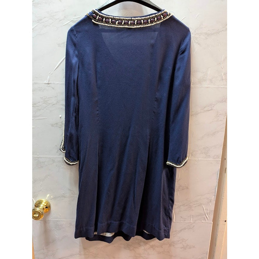 Lilly Pulitzer Navy Blue Jeweled Embellished Tunic Blouse Shirt Small flawed