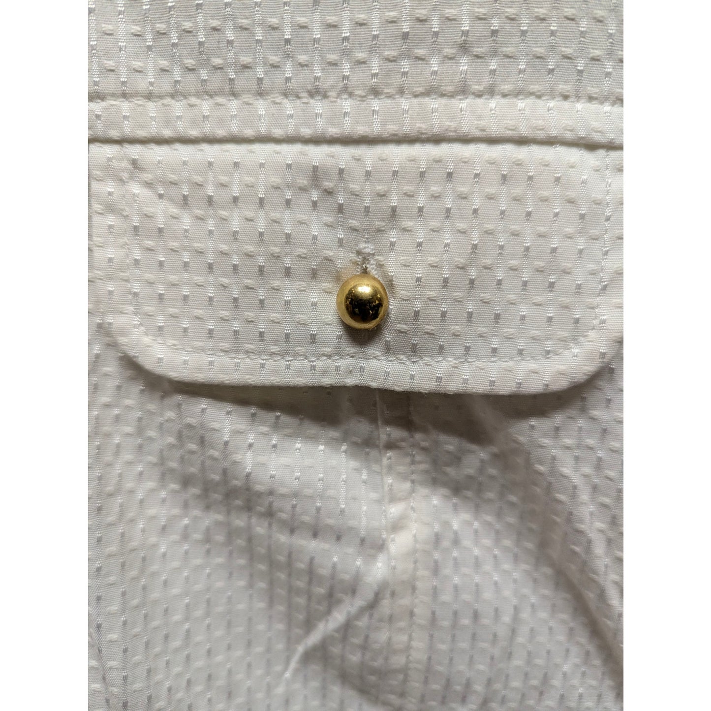 Jones New York Cream Textured Old Money Gold Button Y2K Peplum Blouse Small