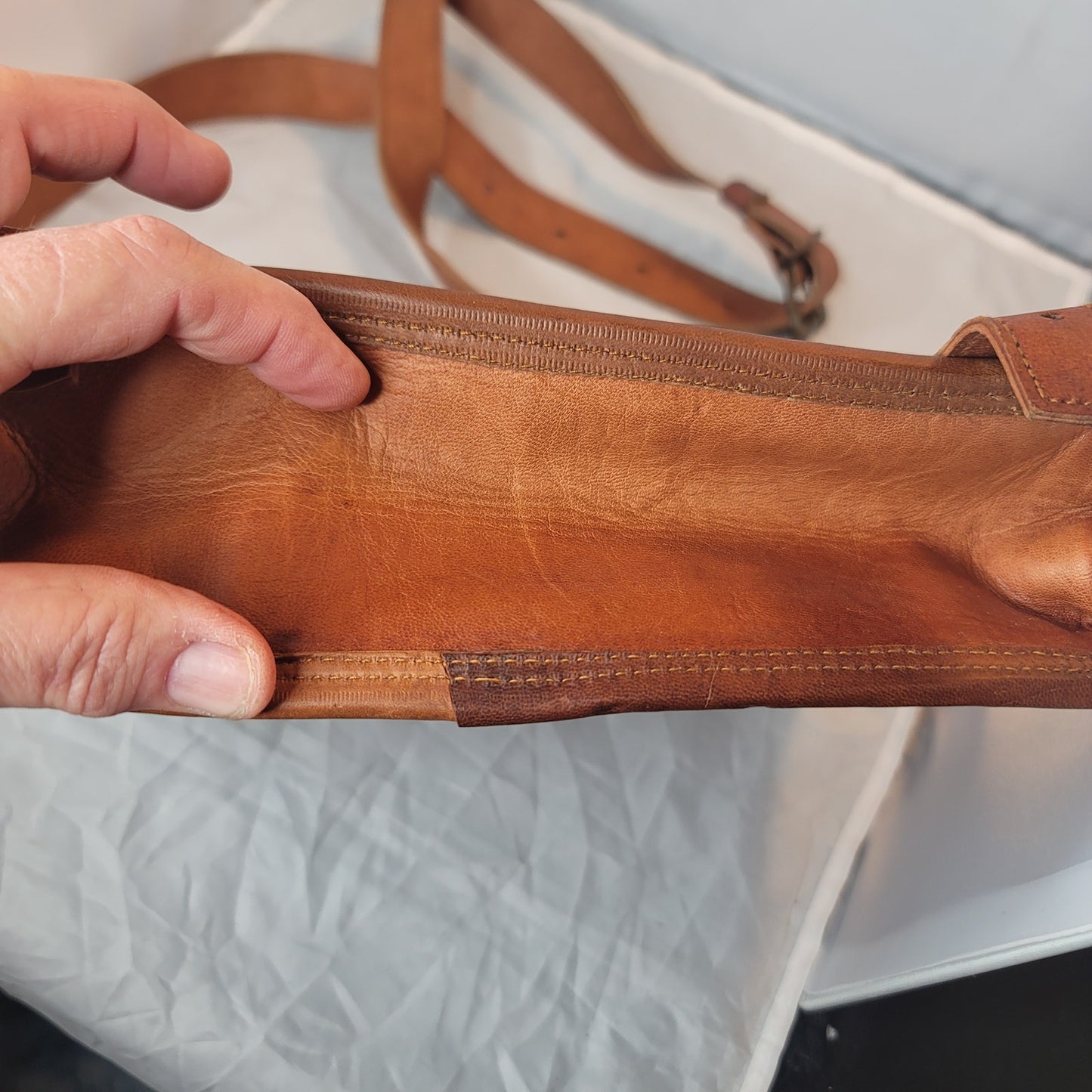 leather Purse bag crossbody camel front flap adjustable top handle Satchel