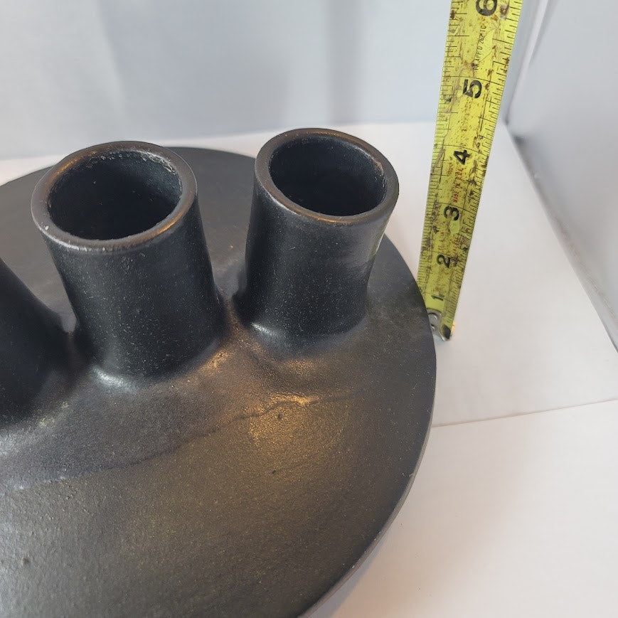 1950s Vallauris Ceramic Black Enamel Mcm brutalist Pipe Vase Signed Louis Giraud