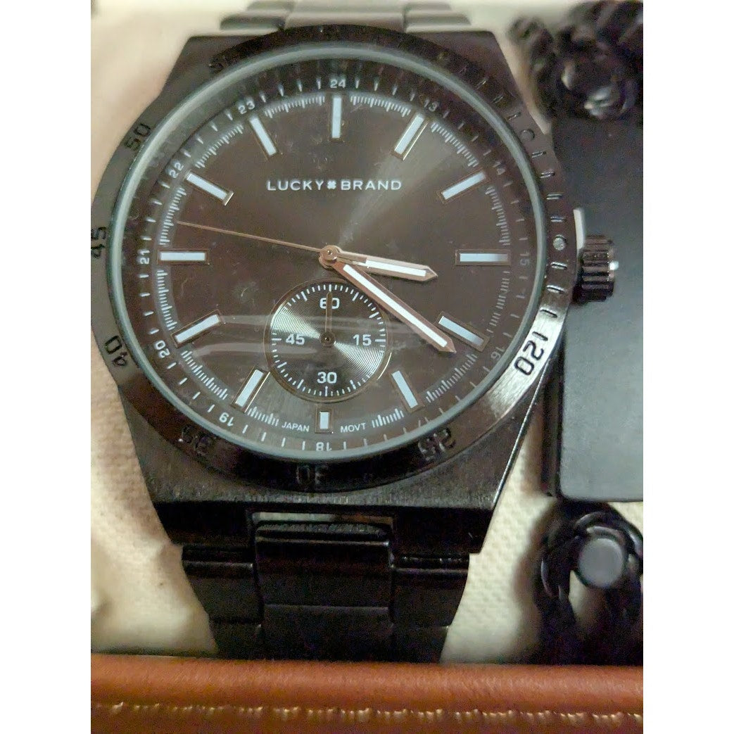 Lucky Brand Watch with bracelet in Box NEW Black Mens gift set
