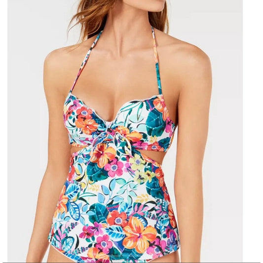 Sundazed Cutout Floral Tankini Top Swimwear Size 32C