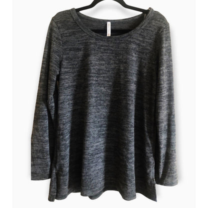 Forgotten Grace Brushed Hacci Pullover Tunic Top Sz LARGE in Dark Charcoal NWT