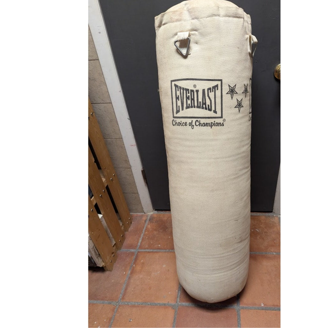Secondhand Sandies: 70 lb Canvas Boxing MMA Vintage Punching Bag with Chains Model 4632 Made in USA