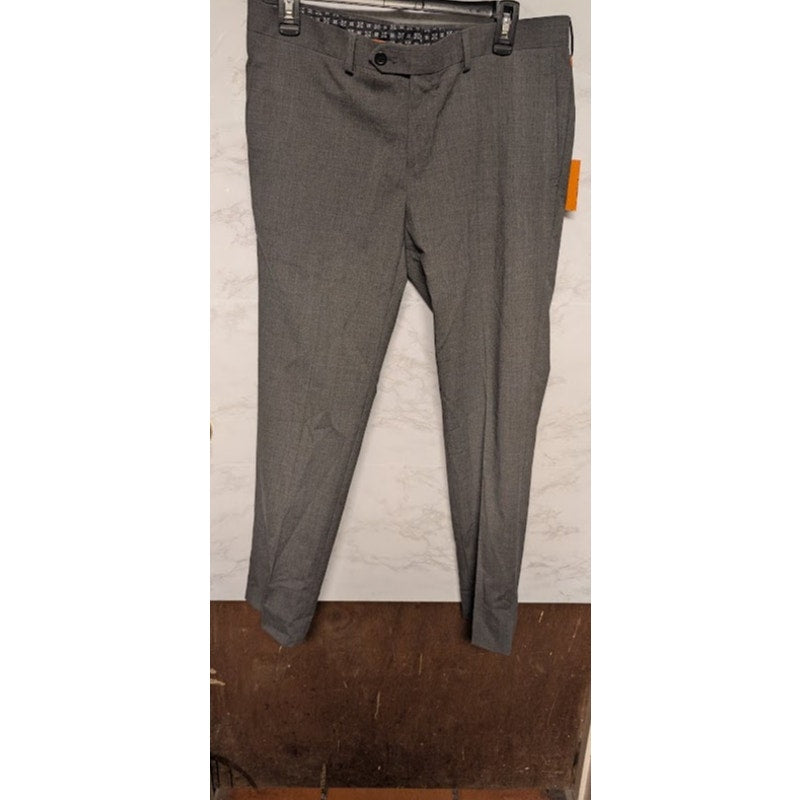 NEW tallia mens gray trousers dress pants wool 34" waist 29.5" Inseam flat front