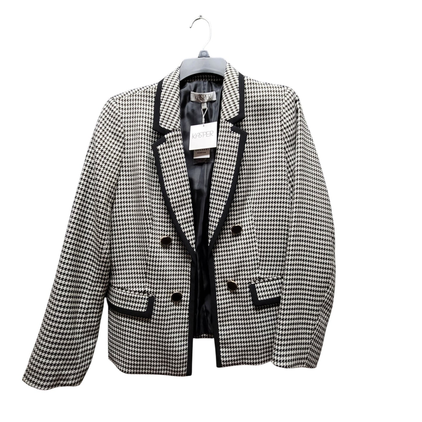 Kasper NWT Houndstooth Checked Blazer with Black Trim 8 Career Casual