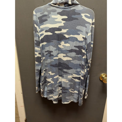 Gibson Women's Blue Camouflage Open Front Cardigan NWT Size Small Long Sleeve